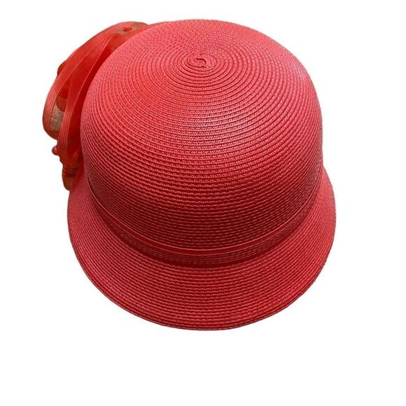 Vintage Red Fancy Small Brim Hat by Fine Millinery Collection - Picture 2 of 8